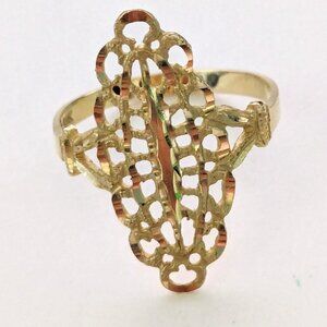 14KT SOLID GOLD Dainty Filigree Ring Size 6